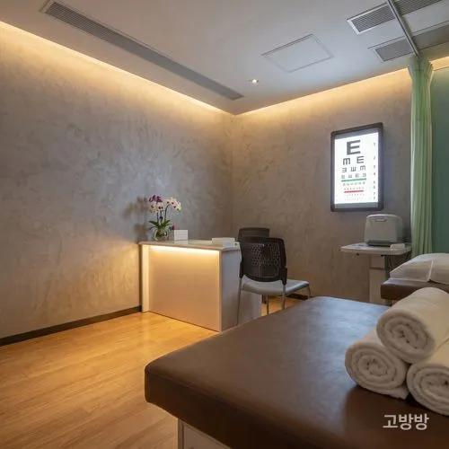 시력 검사표가 걸린 클리닉 콘셉트 테마룸, 마카오